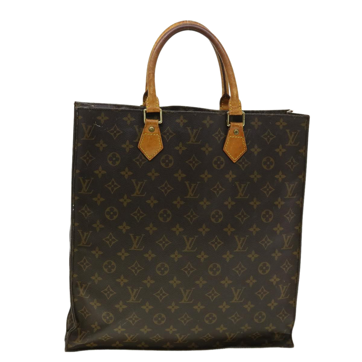 LOUIS VUITTON Monogram Sac Plat Hand Bag M51140 LV Auth bs1747