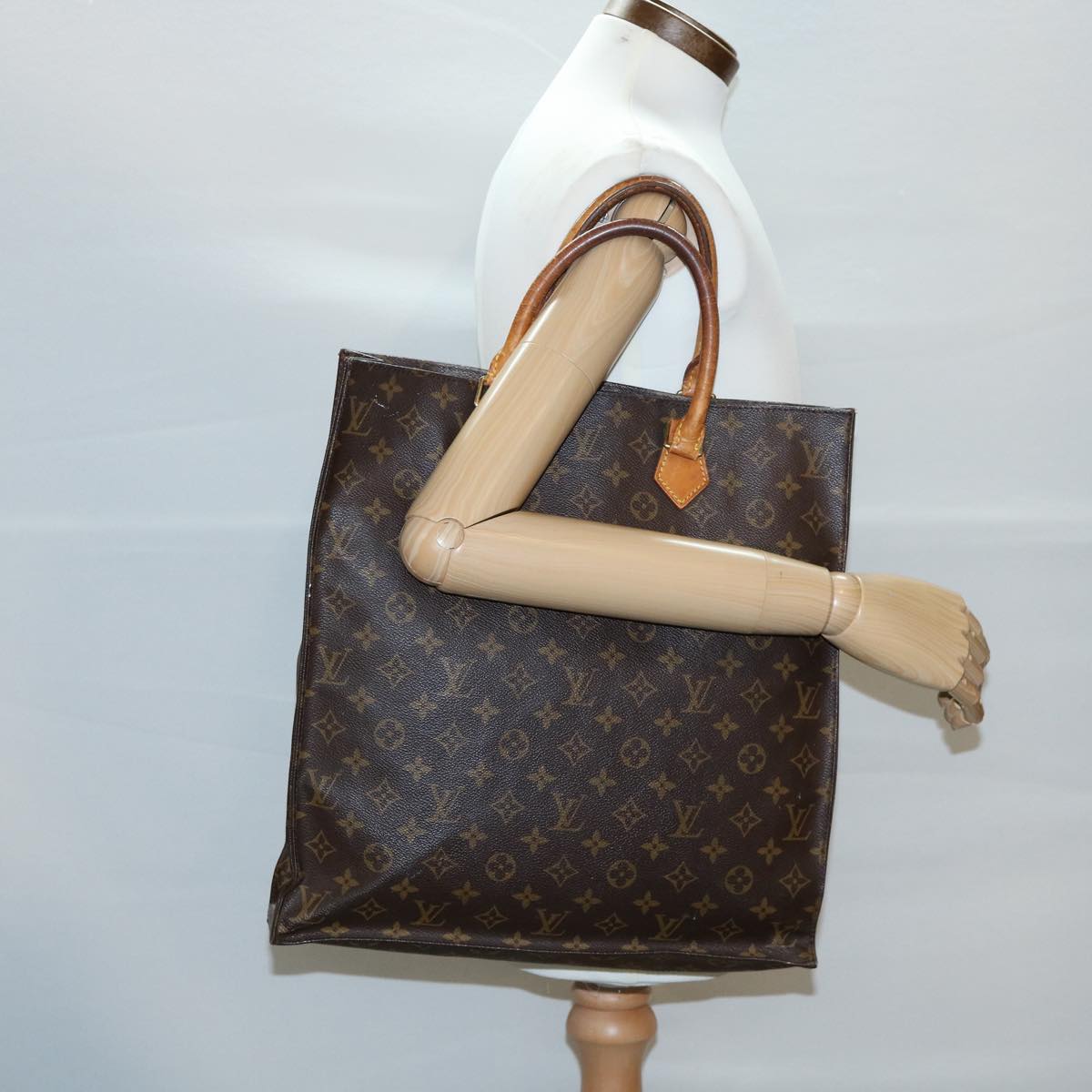 LOUIS VUITTON Monogram Sac Plat Hand Bag M51140 LV Auth bs1747