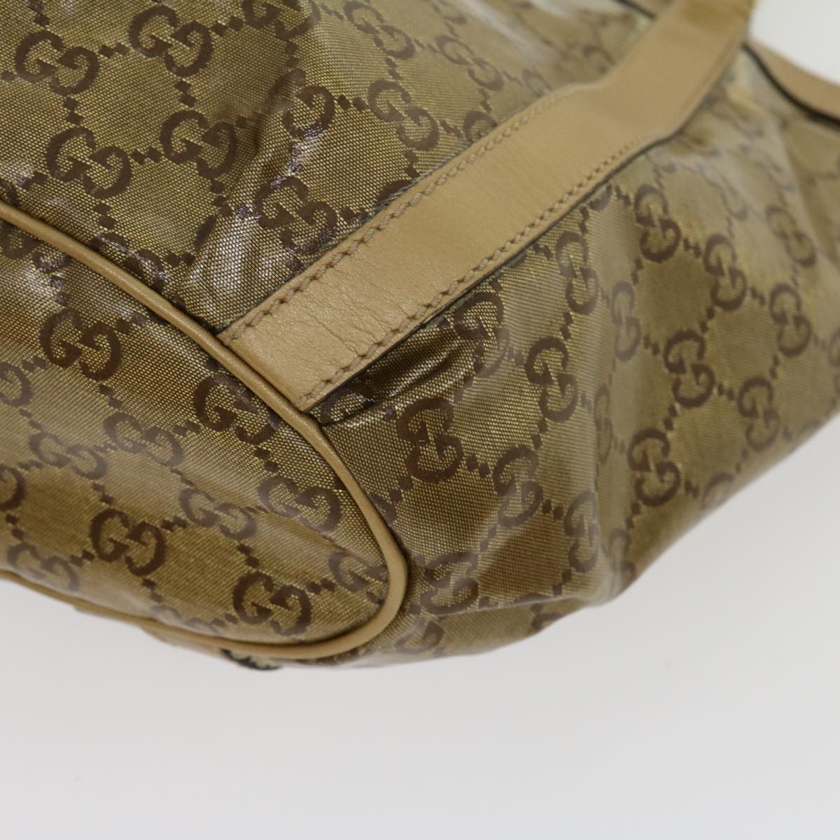 GUCCI GG Canvas Tote Bag Beige Gold 211983204991 Auth bs1798