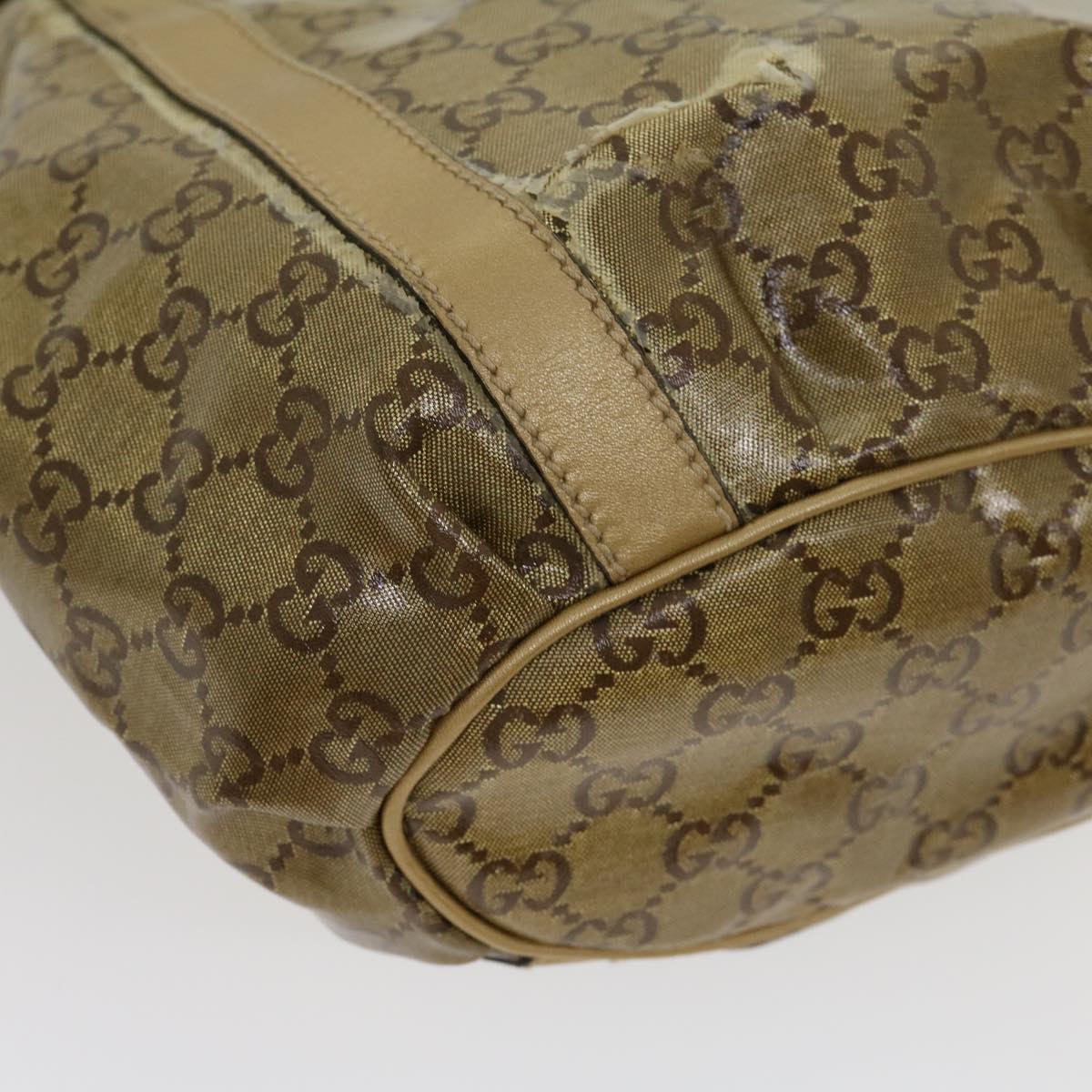 GUCCI GG Canvas Tote Bag Beige Gold 211983204991 Auth bs1798