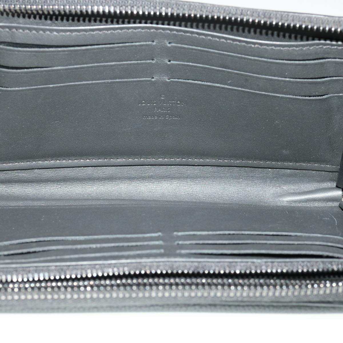 LOUIS VUITTON Aerogram Zippy Long Wallet Grain Leather Black M69831 Auth bs1818