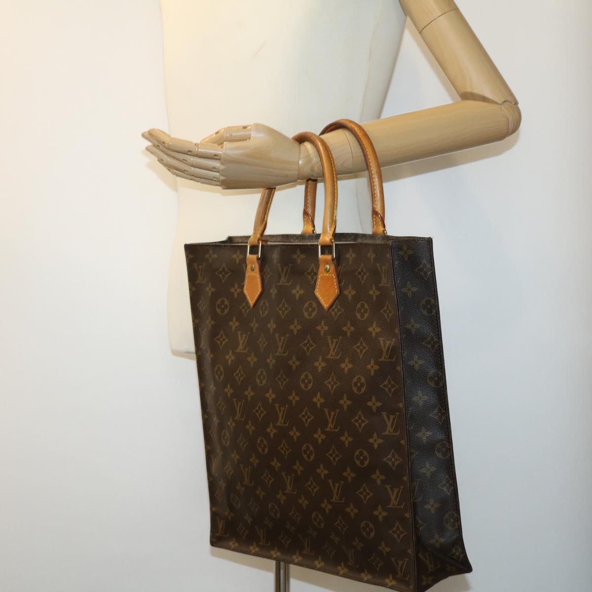 LOUIS VUITTON Monogram Sac Plat Hand Bag M51140 LV Auth bs1840