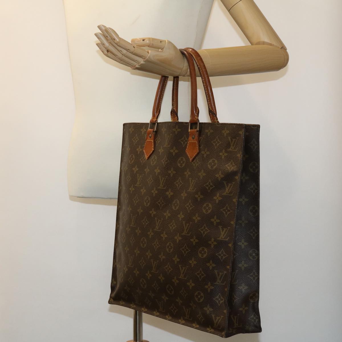 LOUIS VUITTON Monogram Sac Plat Hand Bag M51140 LV Auth bs1966