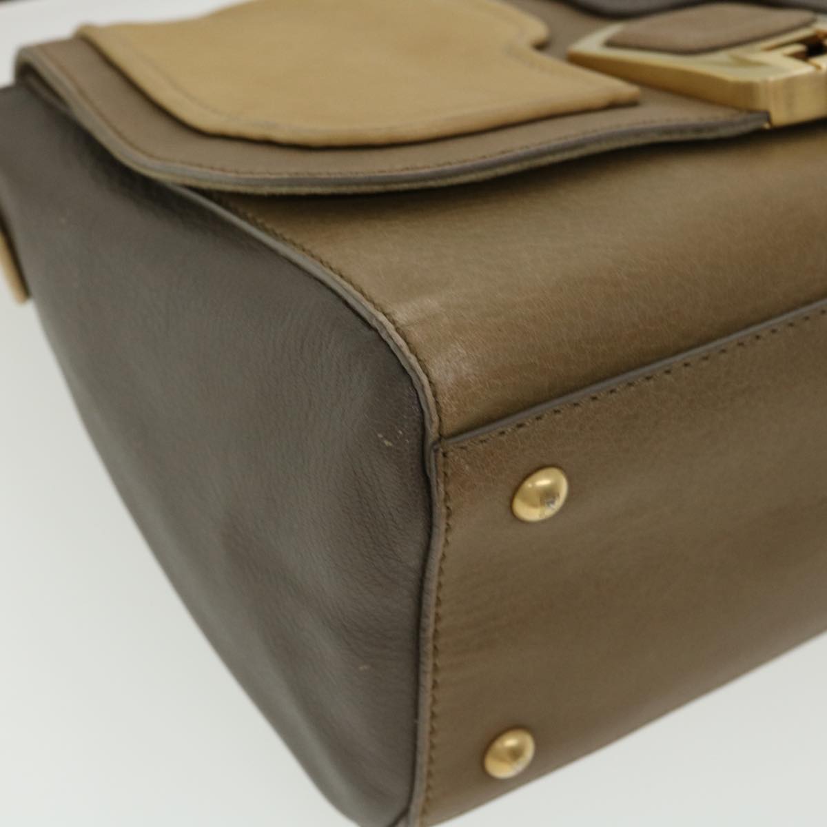 FENDI Shoulder Bag Leather 2way Brown Auth bs1981