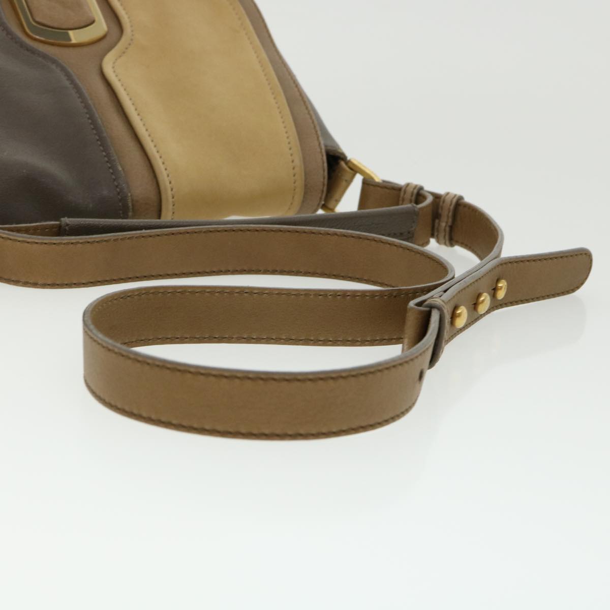FENDI Shoulder Bag Leather 2way Brown Auth bs1981
