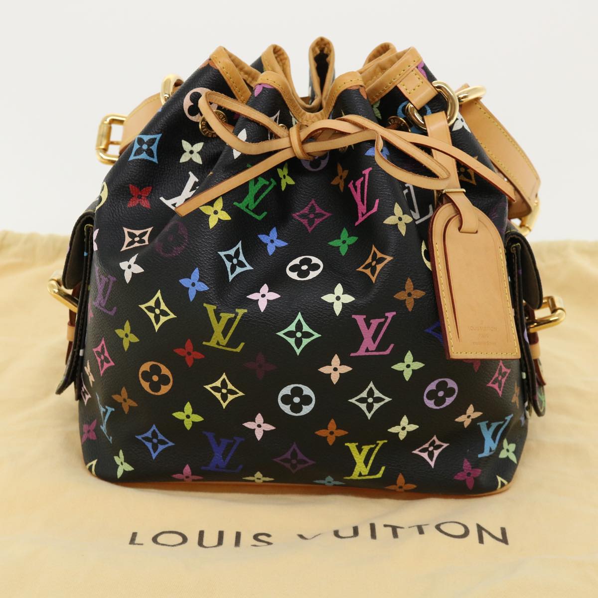 LOUIS VUITTON Monogram Multicolor Petit Noe Shoulder Bag Black M42230 bs2092A