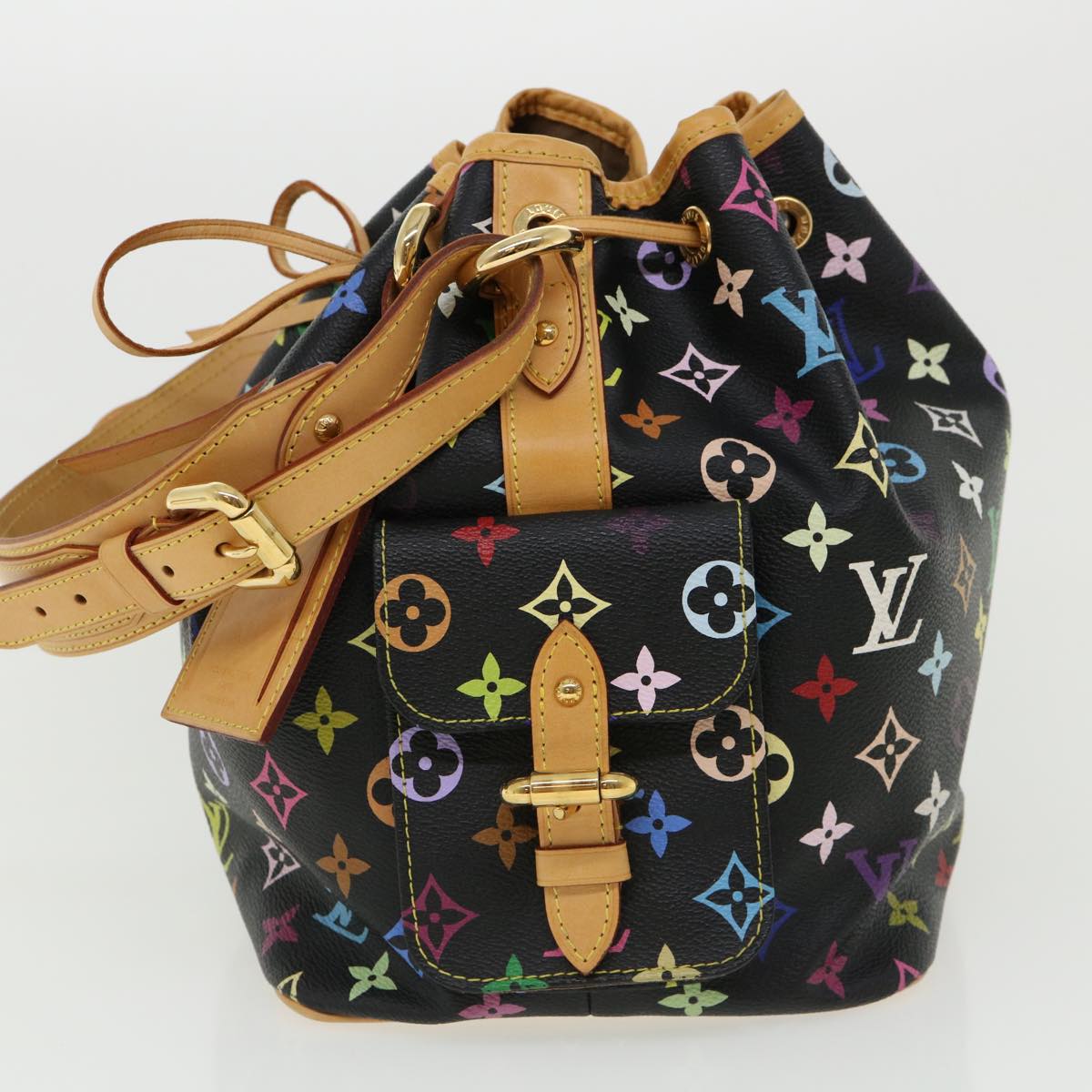 LOUIS VUITTON Monogram Multicolor Petit Noe Shoulder Bag Black M42230 bs2092A
