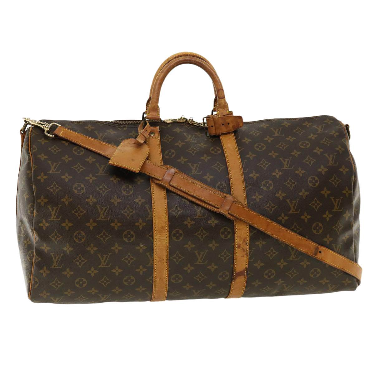 LOUIS VUITTON Monogram Keepall Bandouliere 55 Boston Bag M41414 LV Auth bs2116