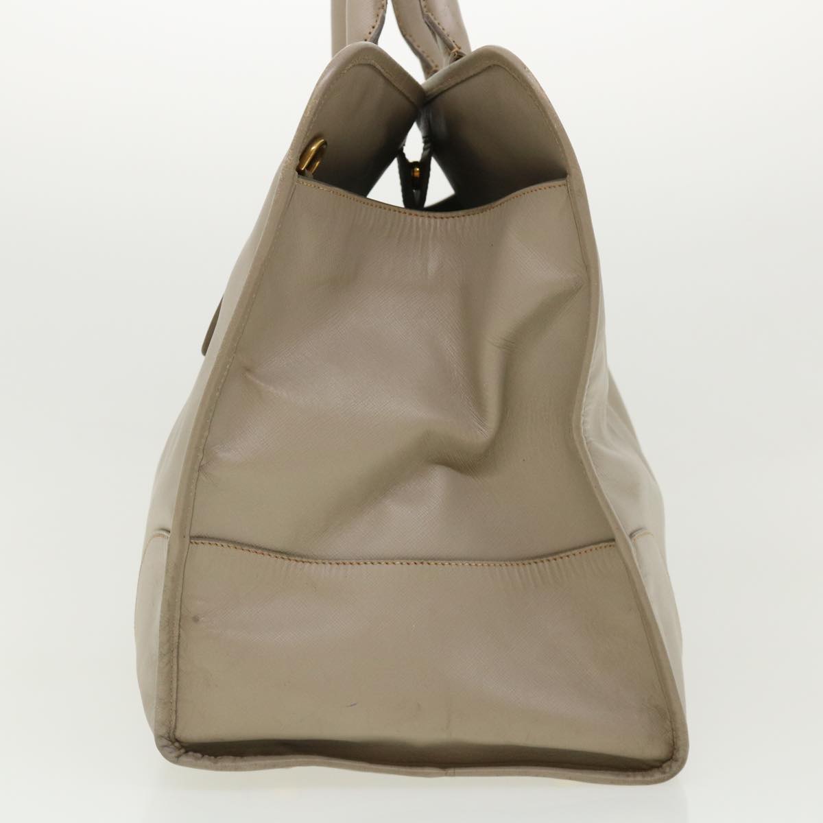 PRADA Hand Bag Safiano Leather Gray Auth bs2208
