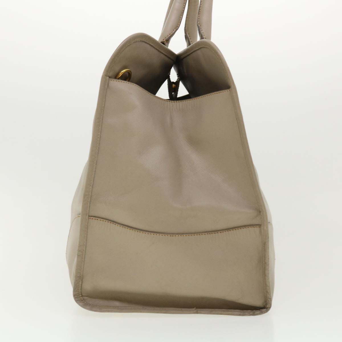 PRADA Hand Bag Safiano Leather Gray Auth bs2208