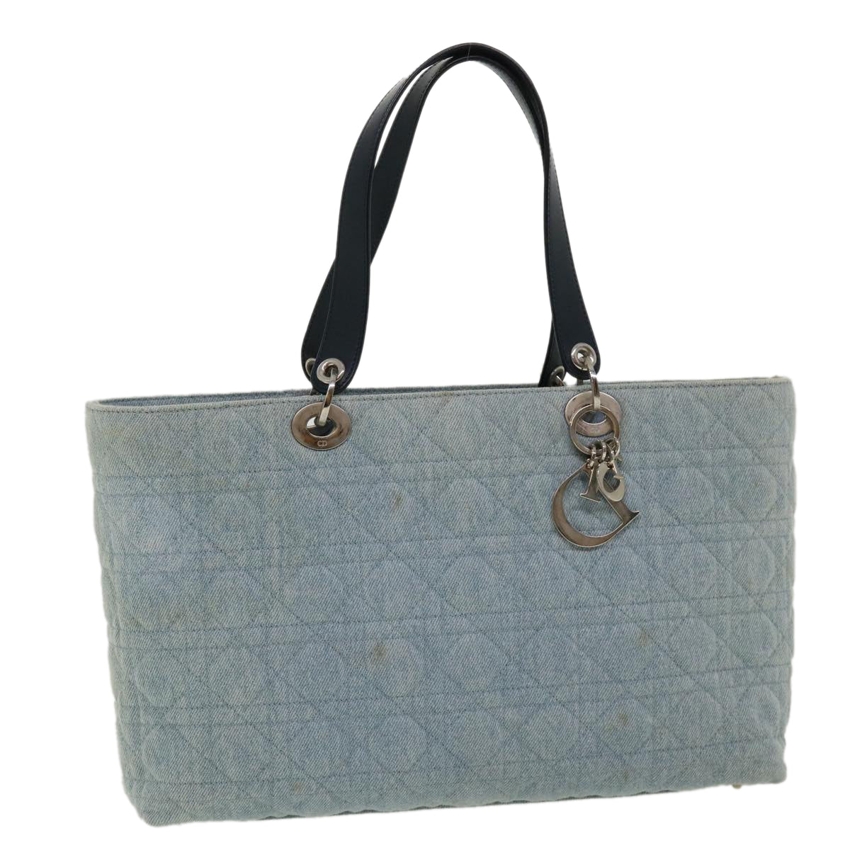 Christian Dior Lady Dior Tote Bag Denim Light Blue Auth bs2216