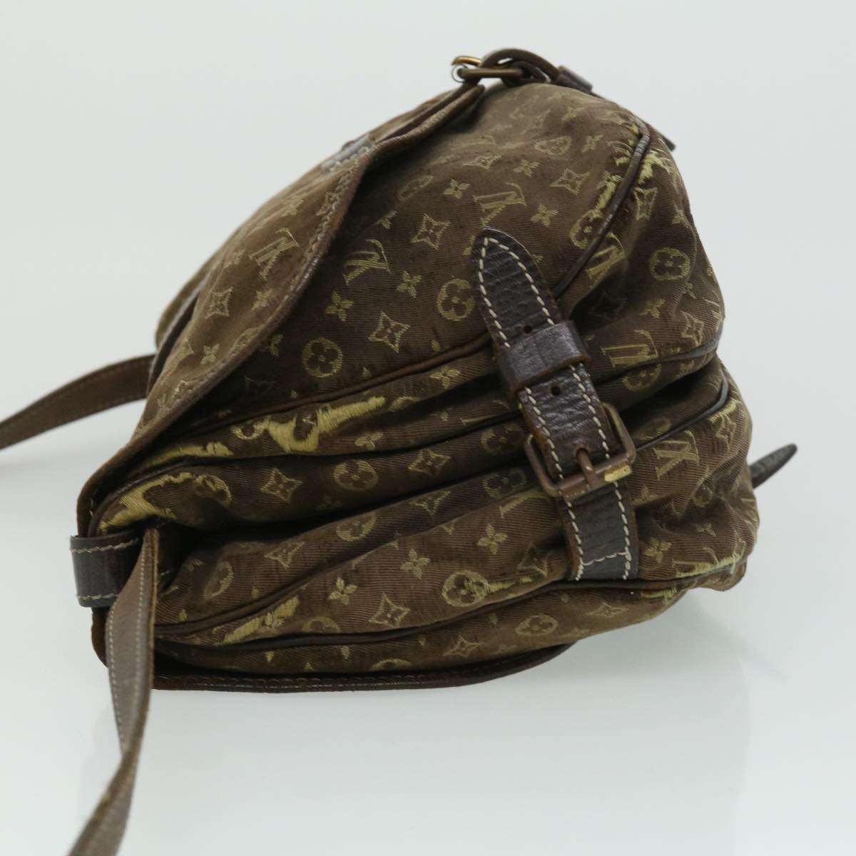 LOUIS VUITTON Monogram Mini Lin SaumurPM ShoulderBag Brown M95227 LV Auth bs2232