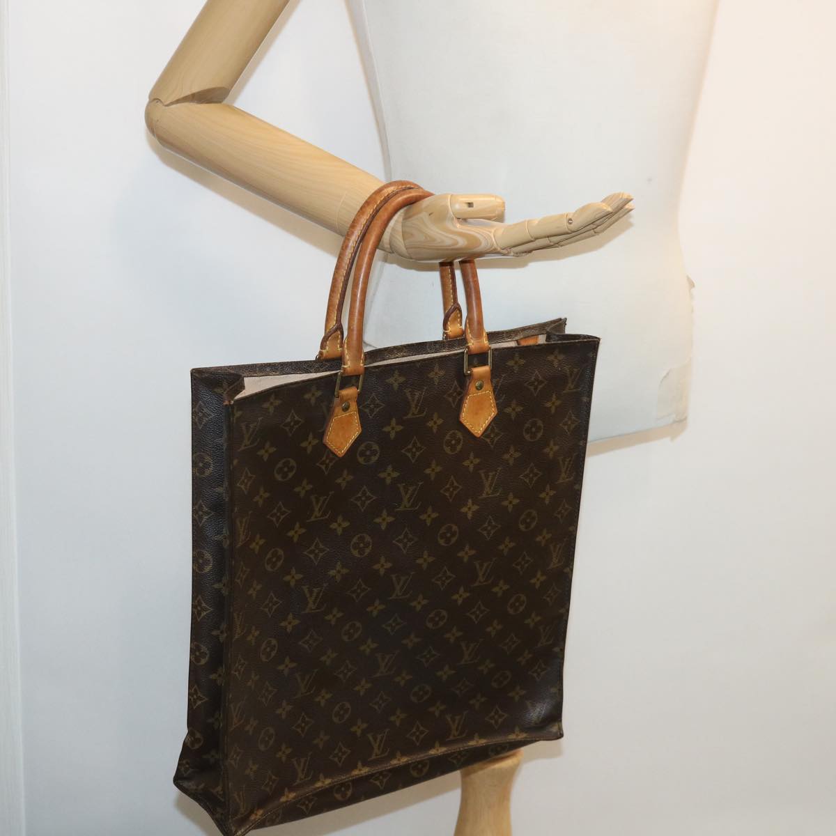 LOUIS VUITTON Monogram Sac Plat Hand Bag M51140 LV Auth bs2333