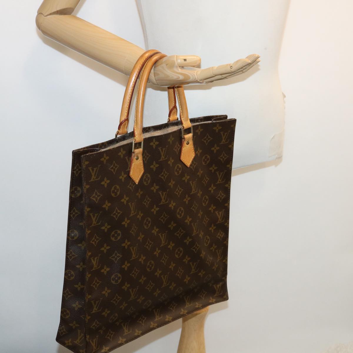 LOUIS VUITTON Monogram Sac Plat Hand Bag M51140 LV Auth bs2348