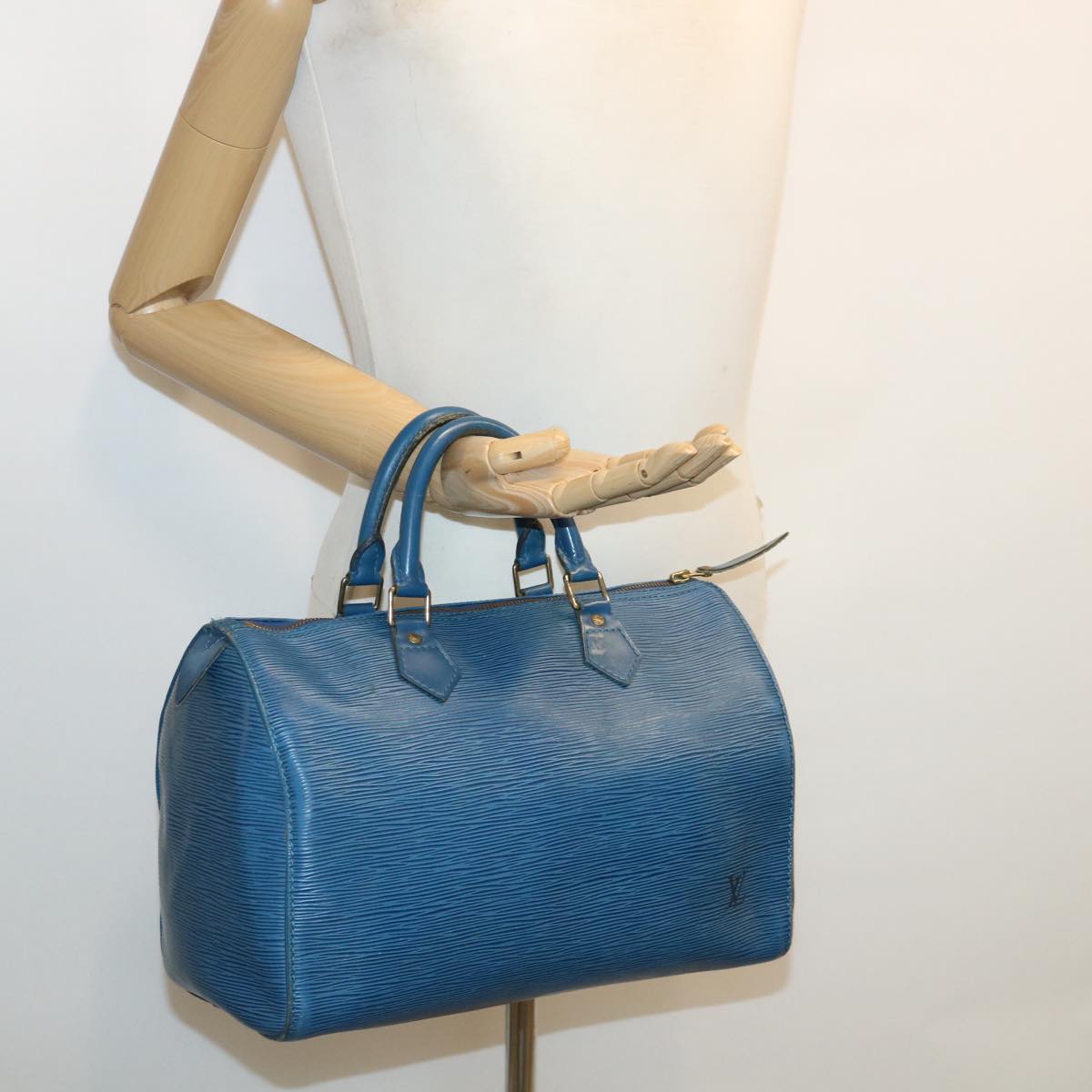 LOUIS VUITTON Epi Speedy 30 Hand Bag Blue M43005 LV Auth bs2359