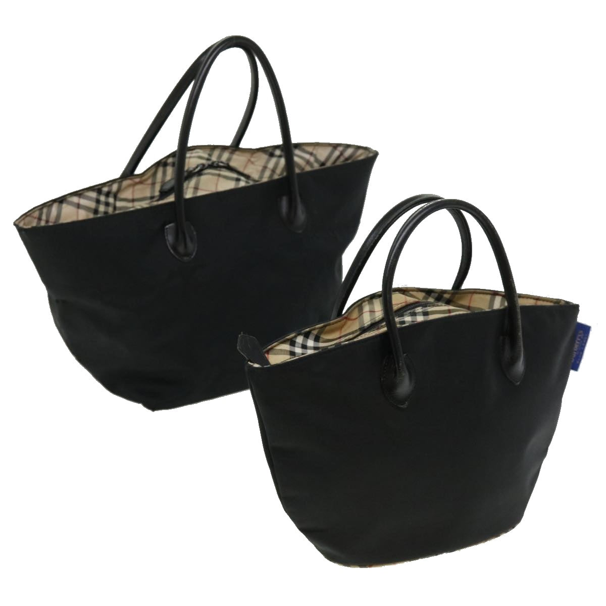 BURBERRY Blue Label Nova Check Tote Bag 2Set Black Auth bs2526