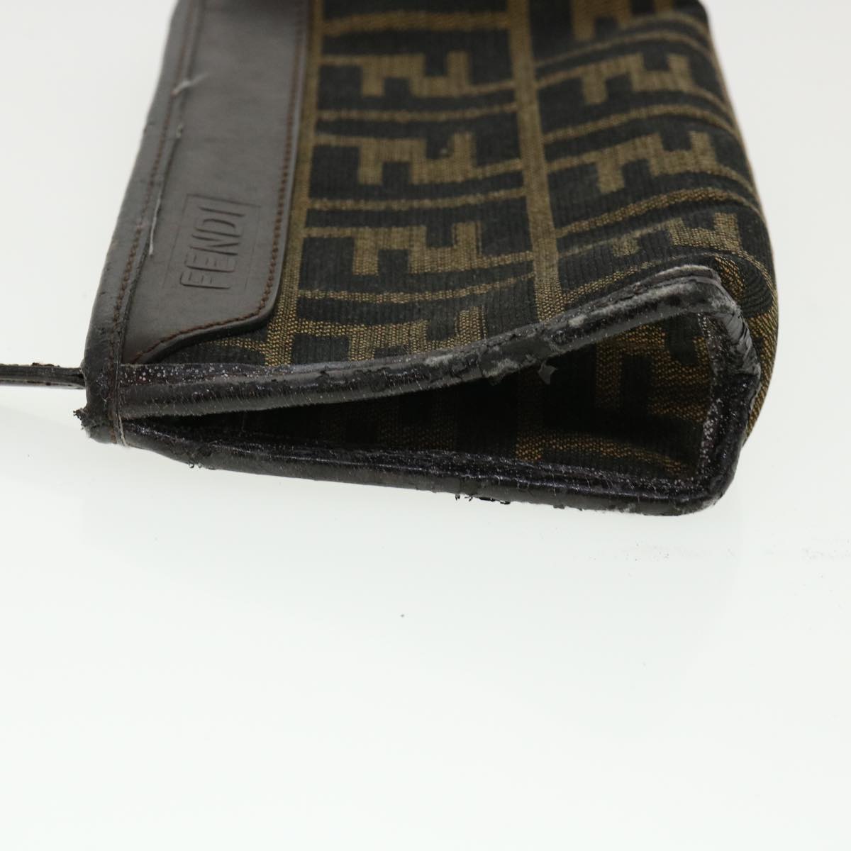 FENDI Zucca Canvas Pouch Brown Black Auth bs2668