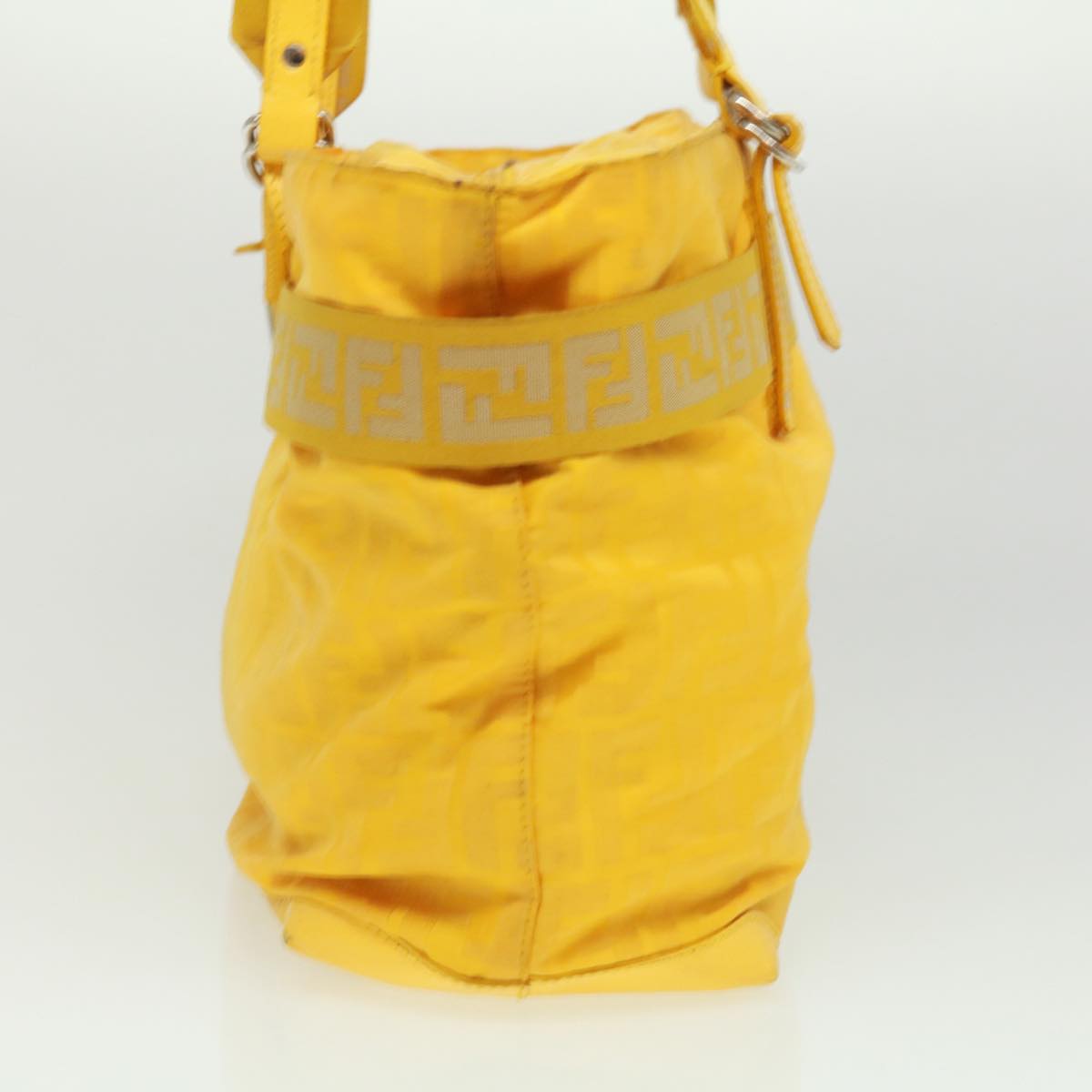 FENDI Zucca Canvas Tote Bag Nylon Yellow Auth bs2911