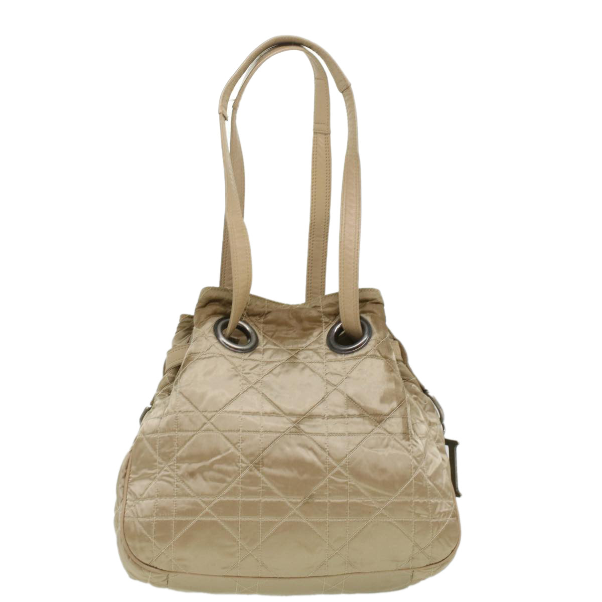 Christian Dior Lady Dior Canage Shoulder Bag Nylon Beige Auth bs3205 - 0