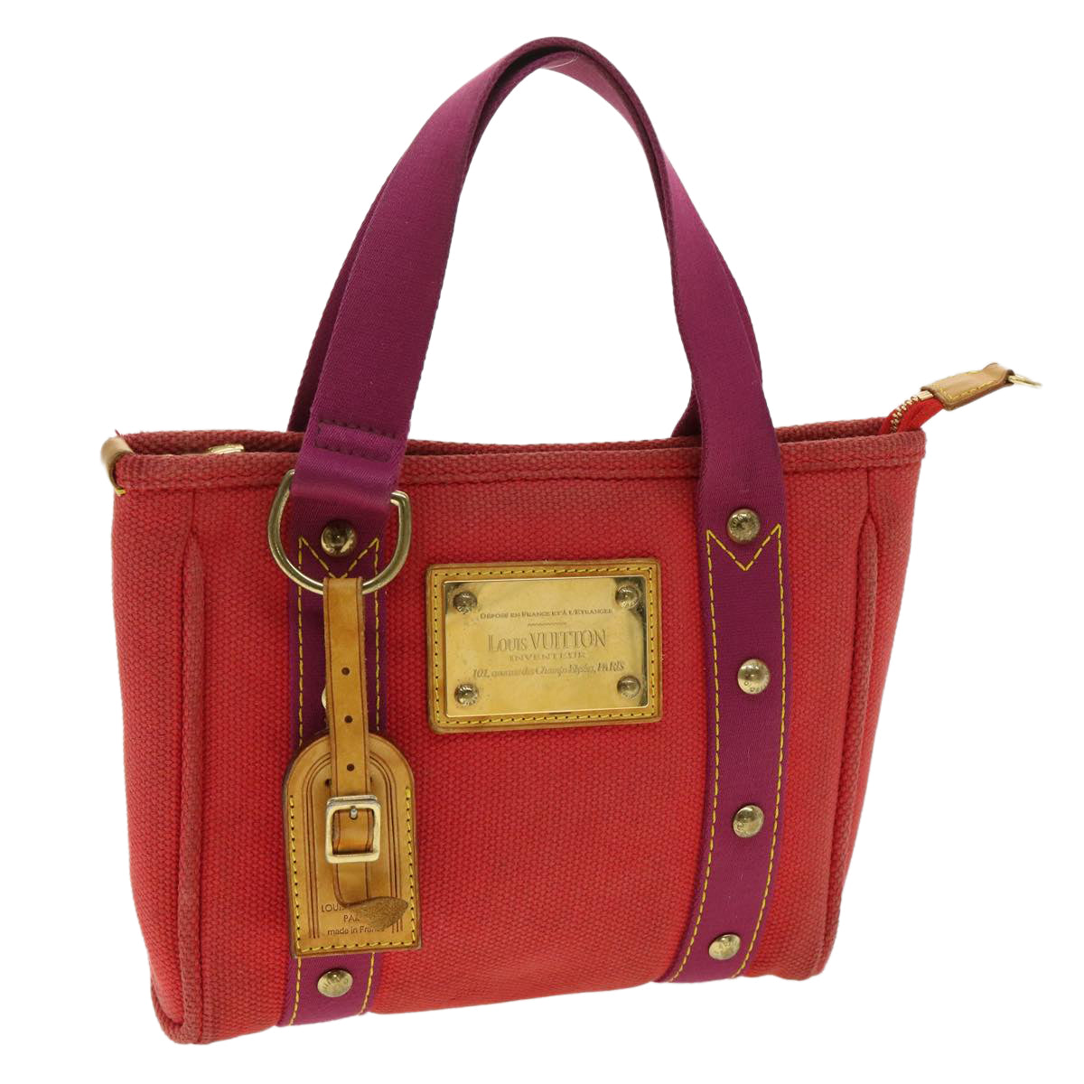 LOUIS VUITTON Antigua Cabas PM Tote Bag Canvas Rouge M40037 LV Auth bs3209