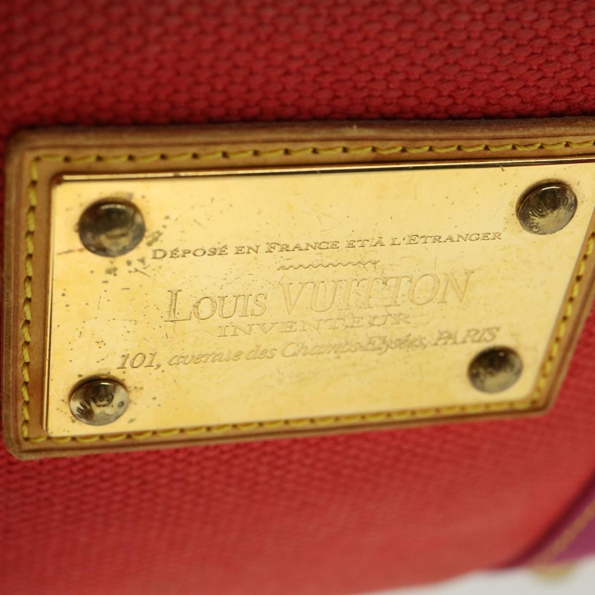 LOUIS VUITTON Antigua Cabas PM Tote Bag Canvas Rouge M40037 LV Auth bs3209