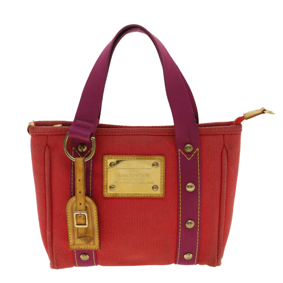 LOUIS VUITTON Antigua Cabas PM Tote Bag Canvas Rouge M40037 LV Auth bs3209