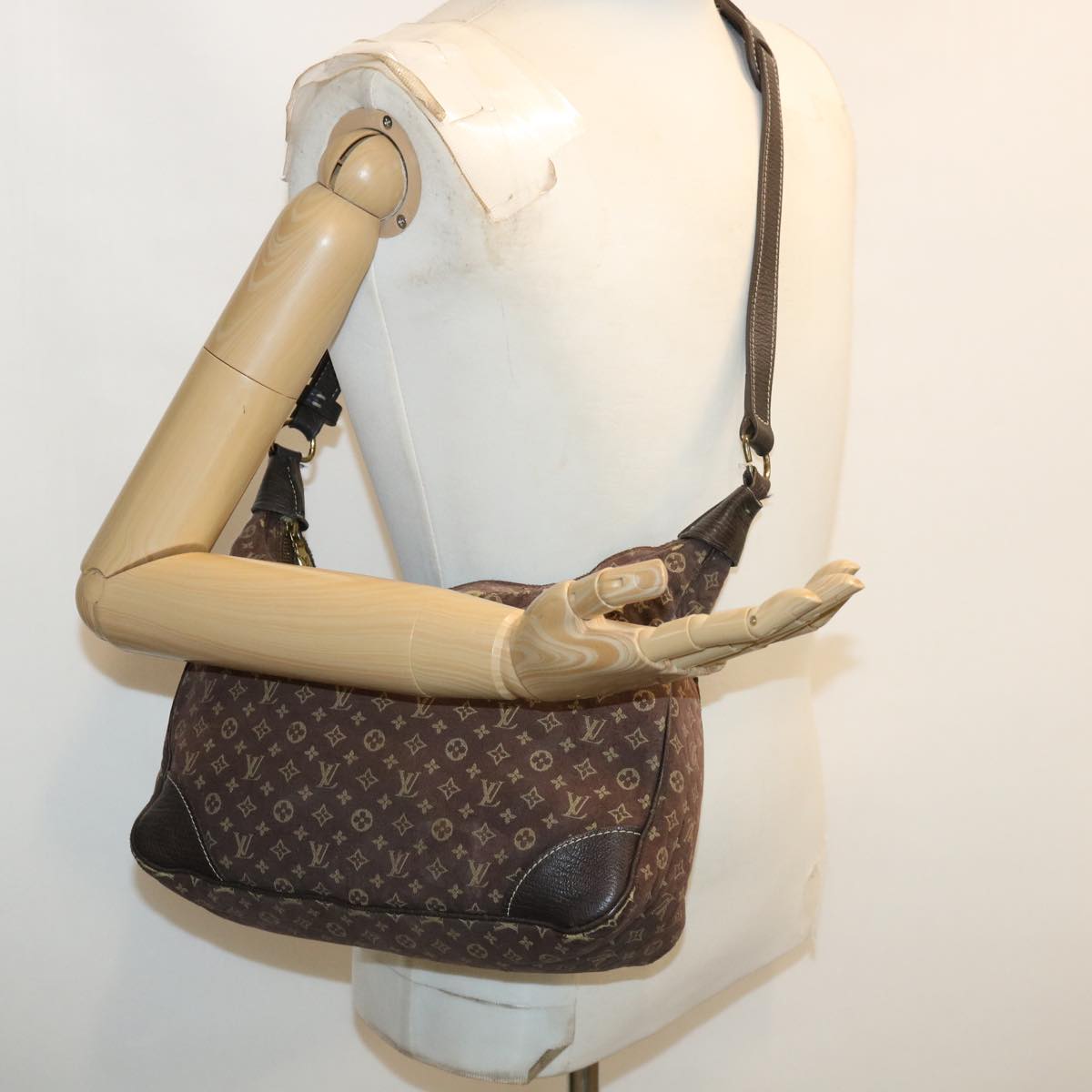 LOUIS VUITTON Monogram Mini Lin Boulogne 30 Shoulder Bag Brown M95225 bs3243