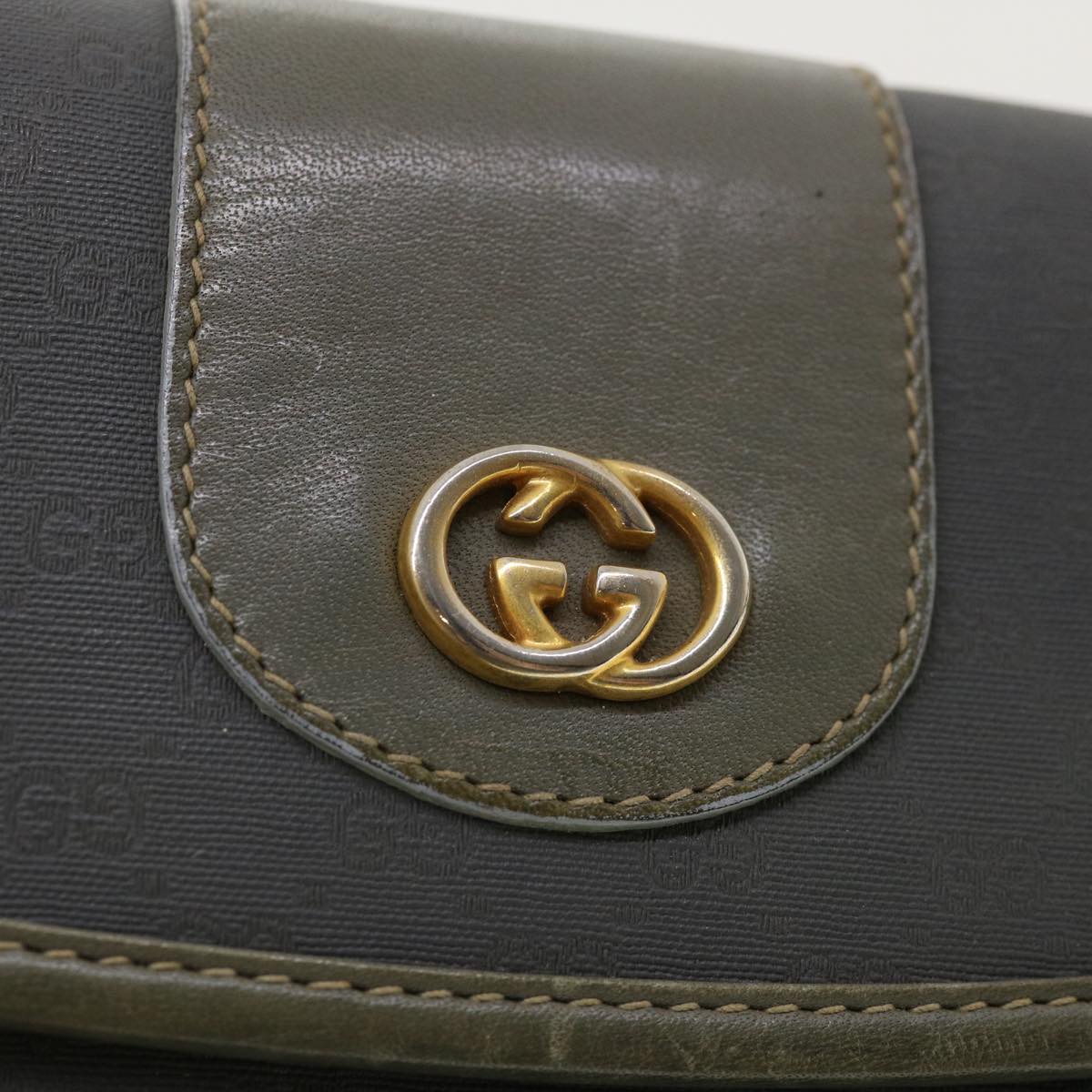 GUCCI Micro GG Canvas Shoulder Bag Gray Auth bs3248