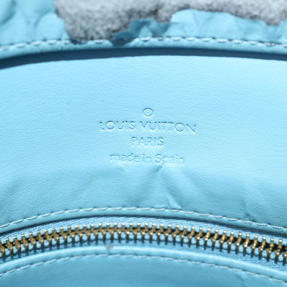 LOUIS VUITTON Monogram Vernis Houston Hand Bag Baby Blue M91005 LV Auth bs3341