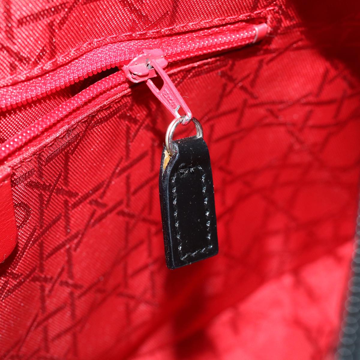 Christian Dior Lady Dior Shoulder Bag Nylon Black Auth bs3365