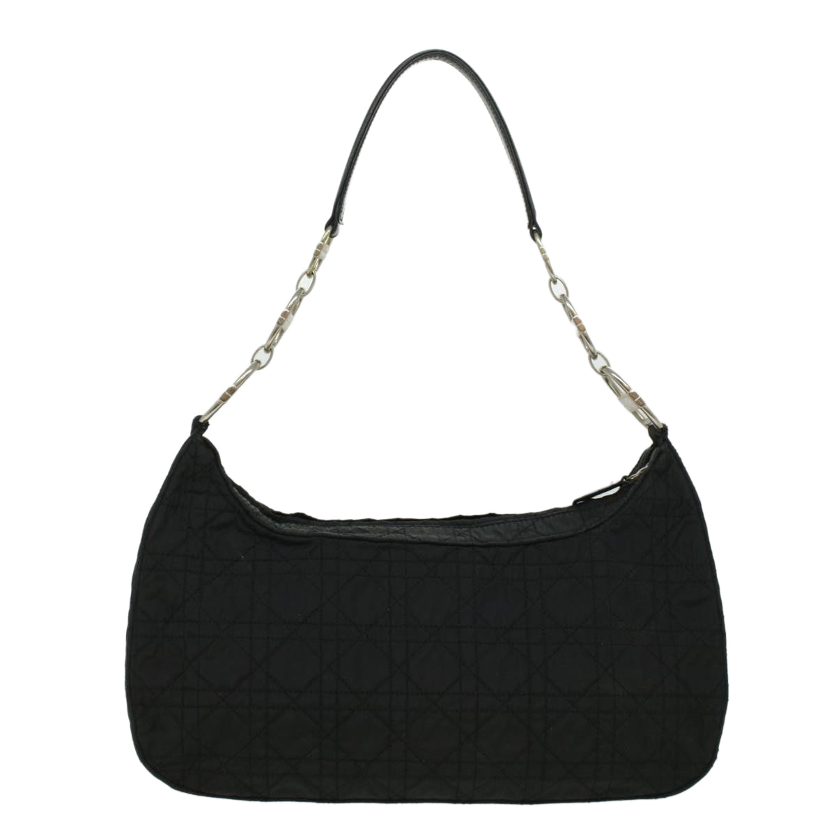 Christian Dior Lady Dior Shoulder Bag Nylon Black Auth bs3365