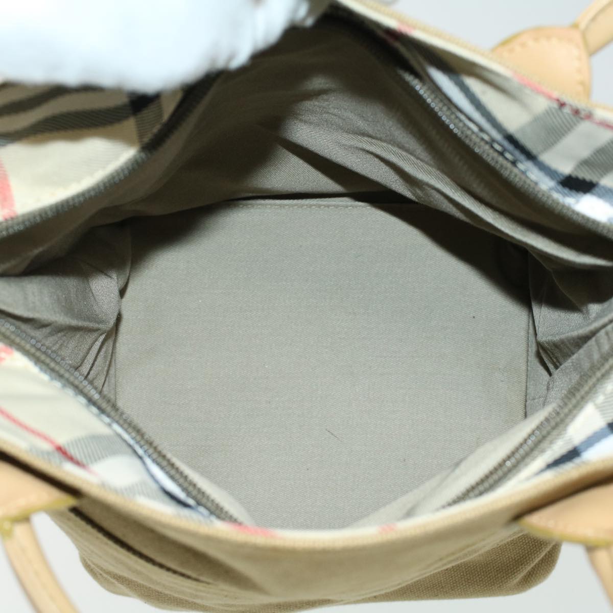 Burberrys Shoulder Bag Canvas Beige Auth bs3375