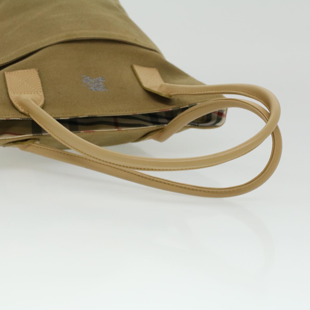 Burberrys Shoulder Bag Canvas Beige Auth bs3375