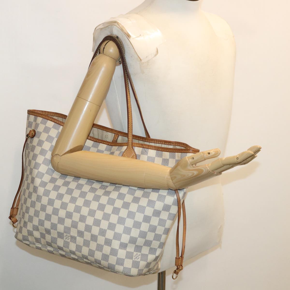 LOUIS VUITTON Damier Azur Neverfull MM Tote Bag N41605 LV Auth bs3414