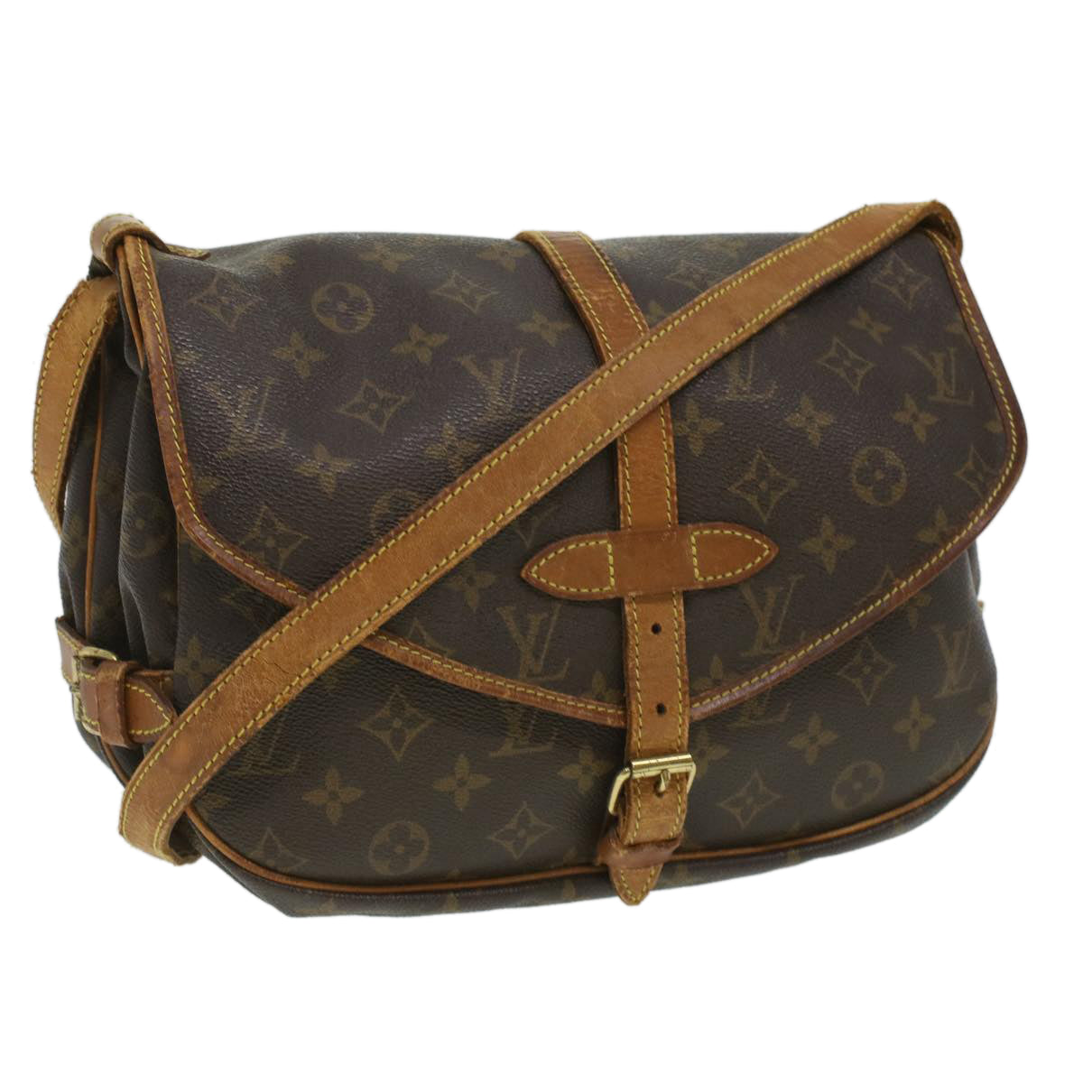 LOUIS VUITTON Monogram Saumur 30 Shoulder Bag M42256 LV Auth bs3424