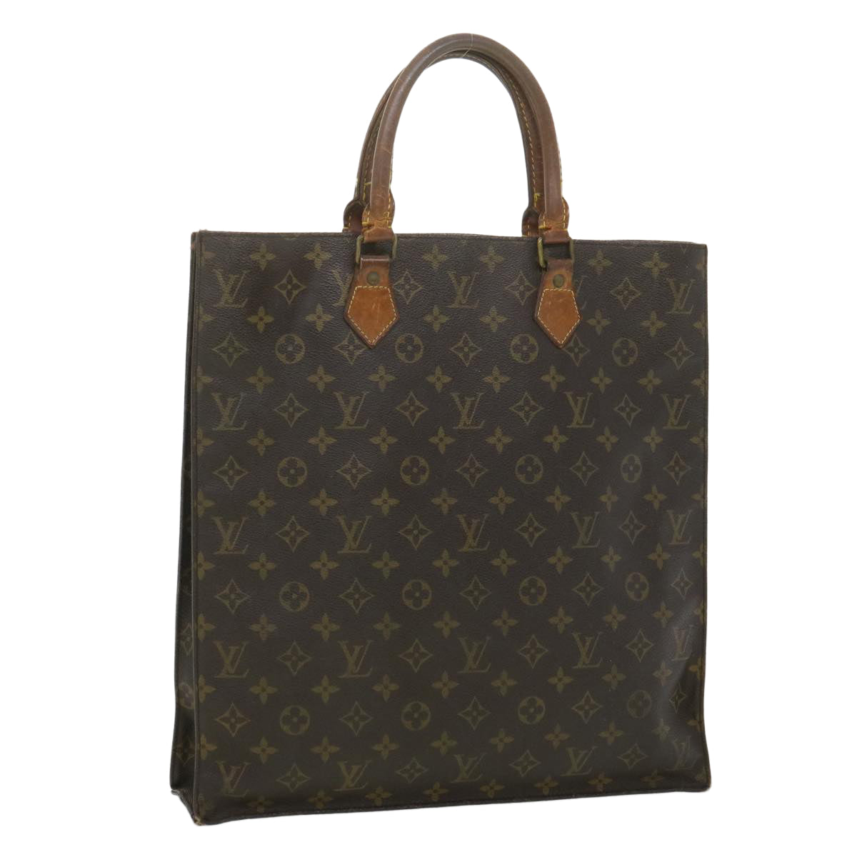 LOUIS VUITTON Monogram Sac Plat Hand Bag M51140 LV Auth bs3453