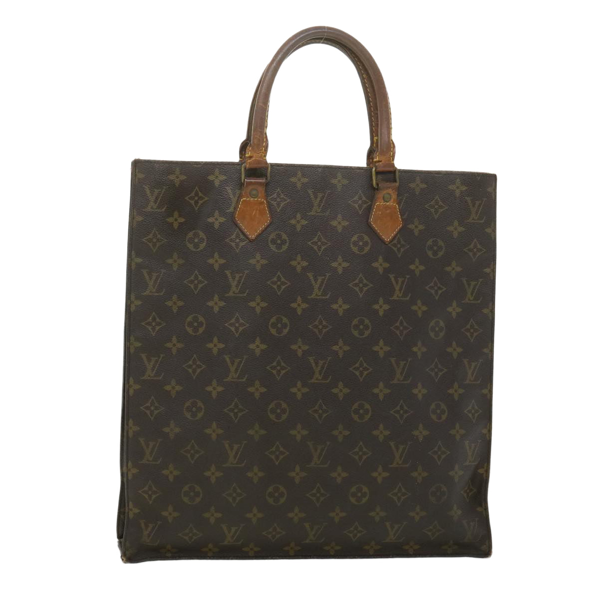 LOUIS VUITTON Monogram Sac Plat Hand Bag M51140 LV Auth bs3453