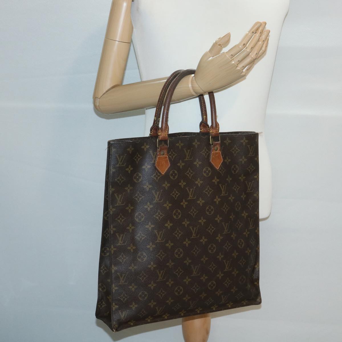 LOUIS VUITTON Monogram Sac Plat Hand Bag M51140 LV Auth bs3453