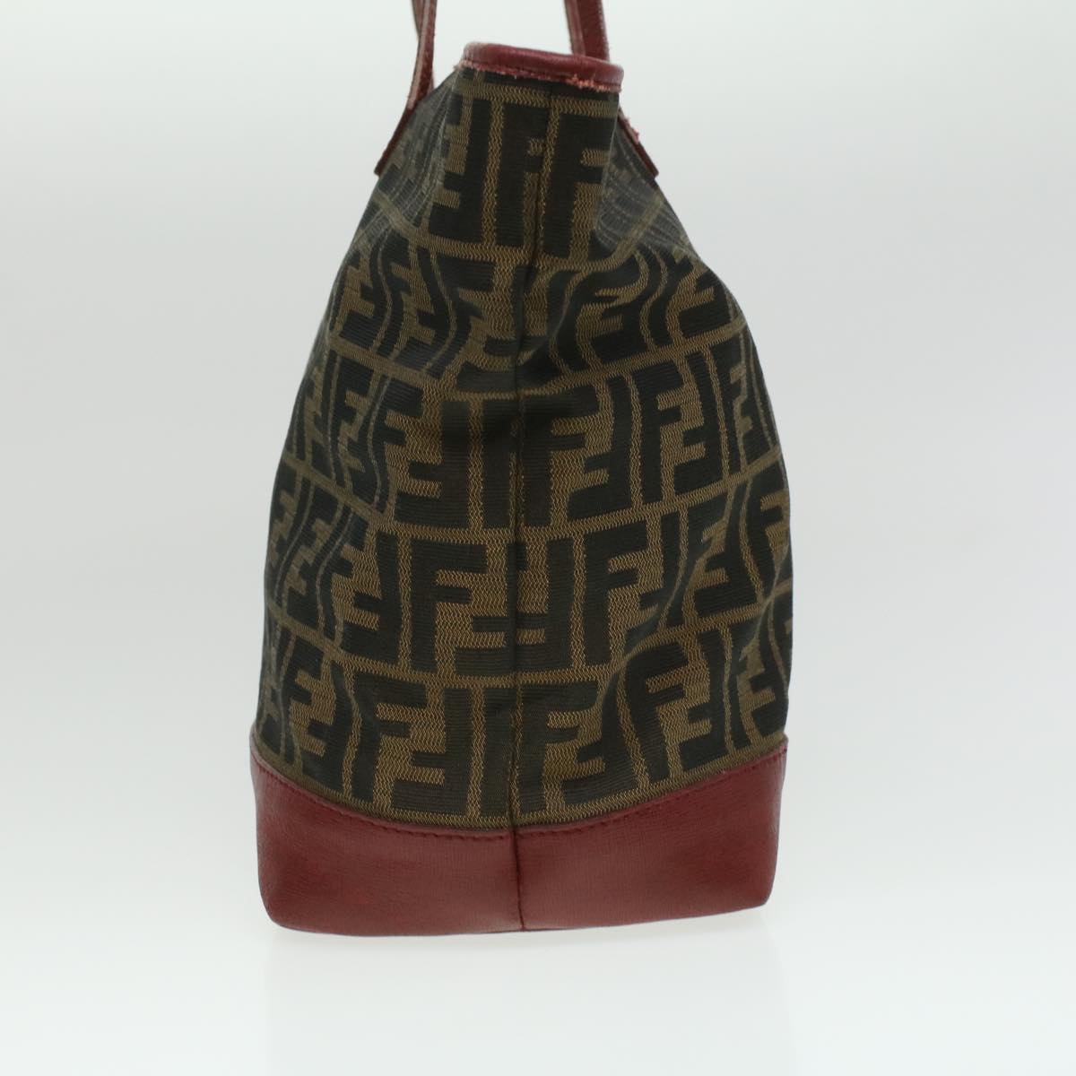 FENDI Zucca Canvas Shoulder Bag Brown Red Auth bs3494