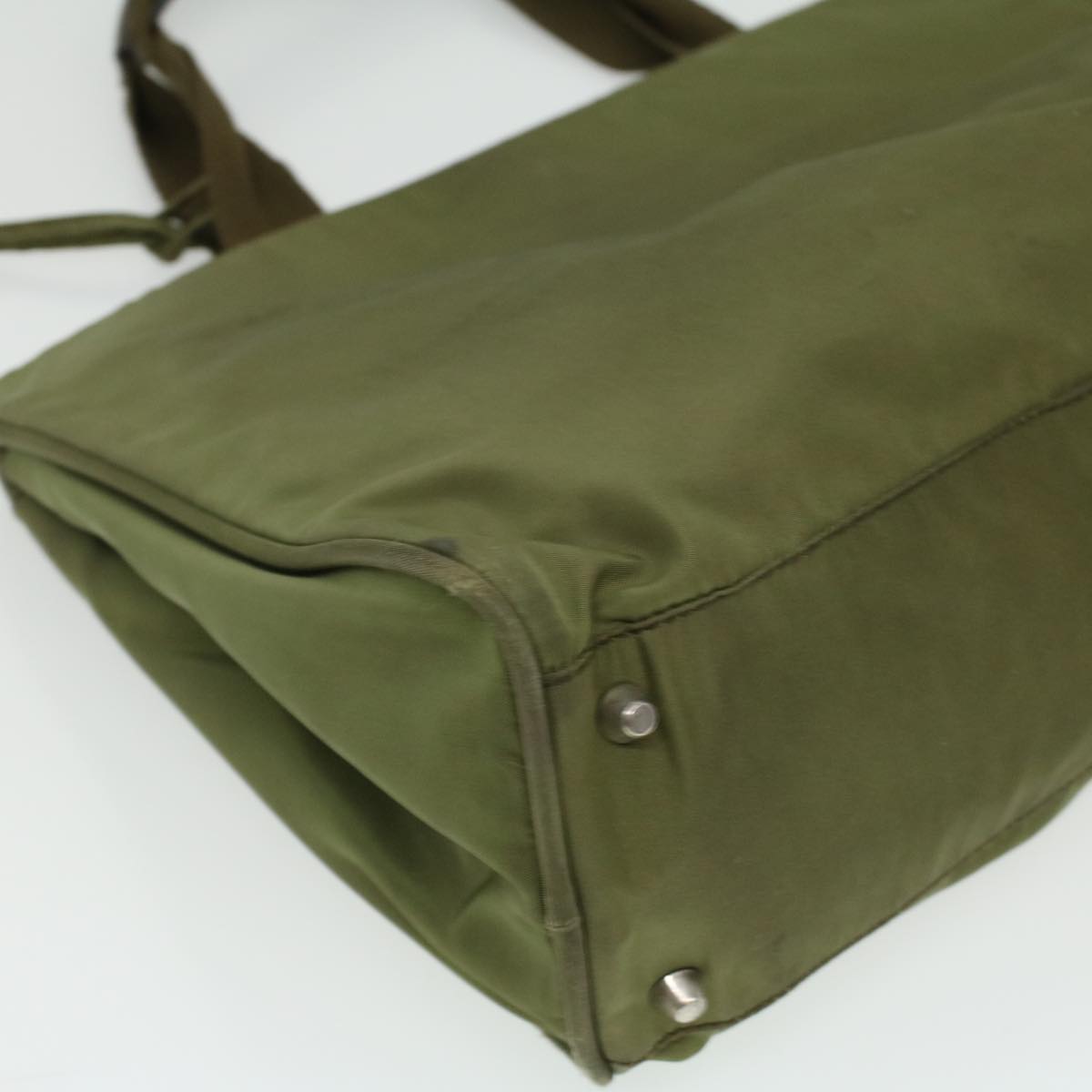 PRADA Hand Bag Nylon Khaki Auth bs3594