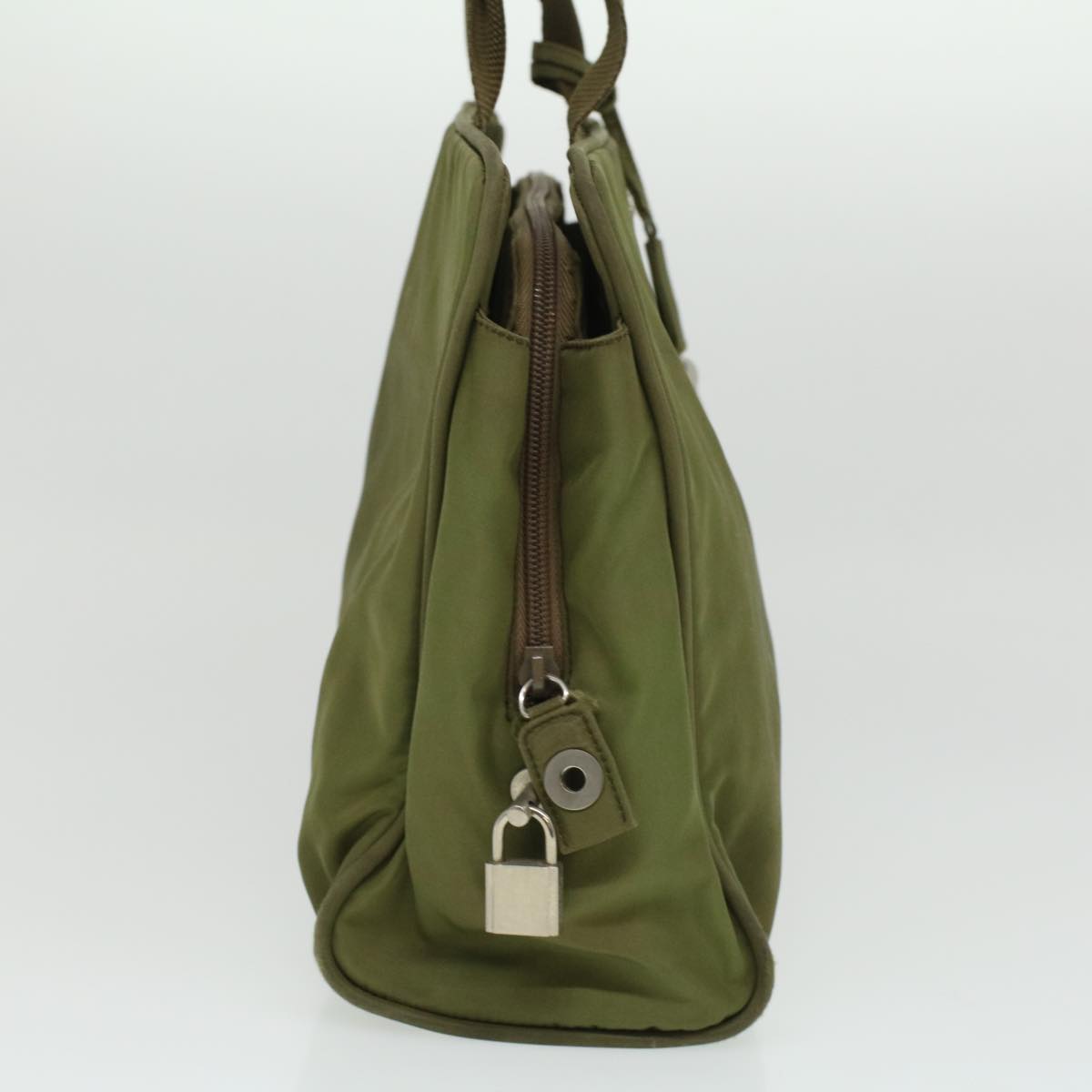 PRADA Hand Bag Nylon Khaki Auth bs3594
