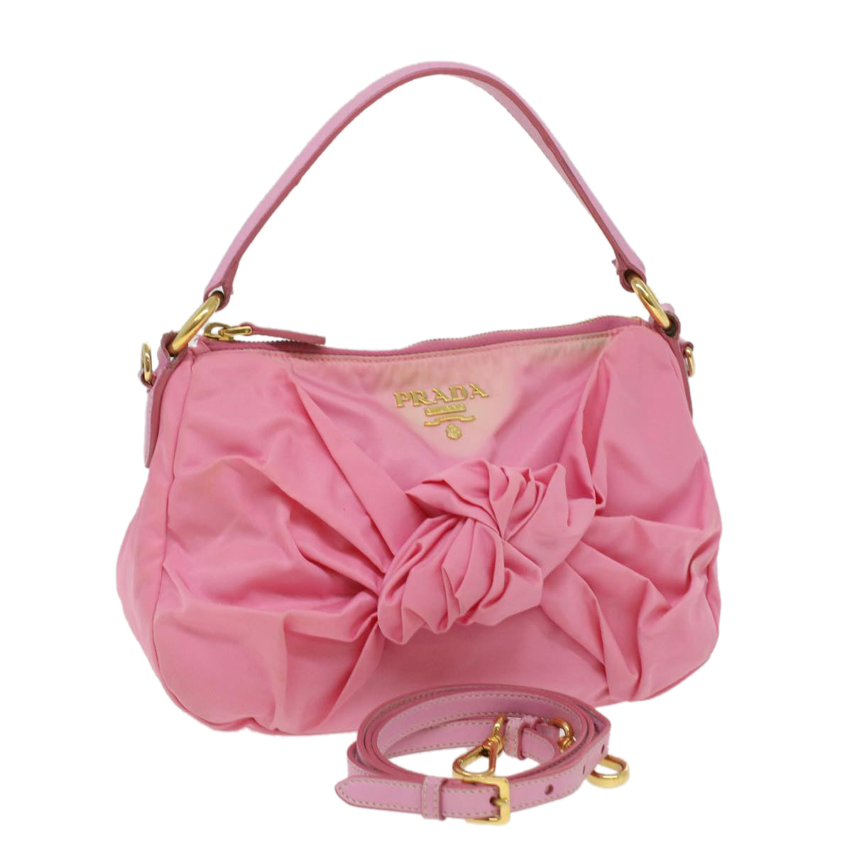 PRADA Shoulder Bag Nylon Pink Auth bs3632