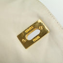 CHANEL Striped Matelasse Chain Shoulder Bag Canvas White Gray CC Auth bs3642-21