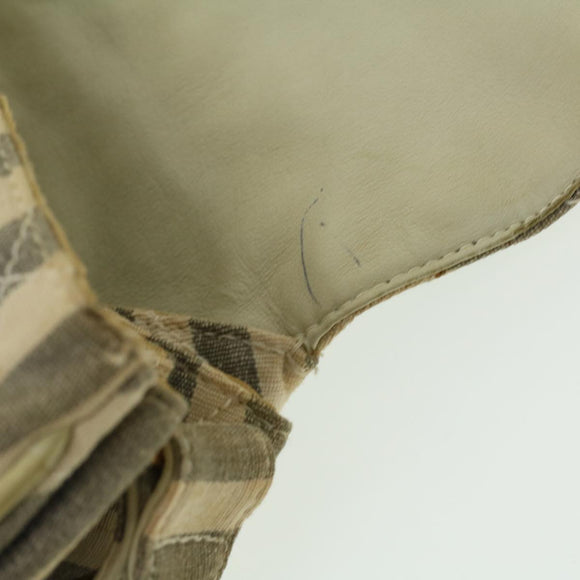 CHANEL Striped Matelasse Chain Shoulder Bag Canvas White Gray CC Auth bs3642