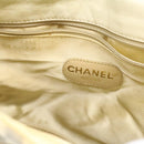 CHANEL Striped Matelasse Chain Shoulder Bag Canvas White Gray CC Auth bs3642-24