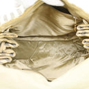 CHANEL Striped Matelasse Chain Shoulder Bag Canvas White Gray CC Auth bs3642-10