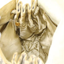 CHANEL Striped Matelasse Chain Shoulder Bag Canvas White Gray CC Auth bs3642-25