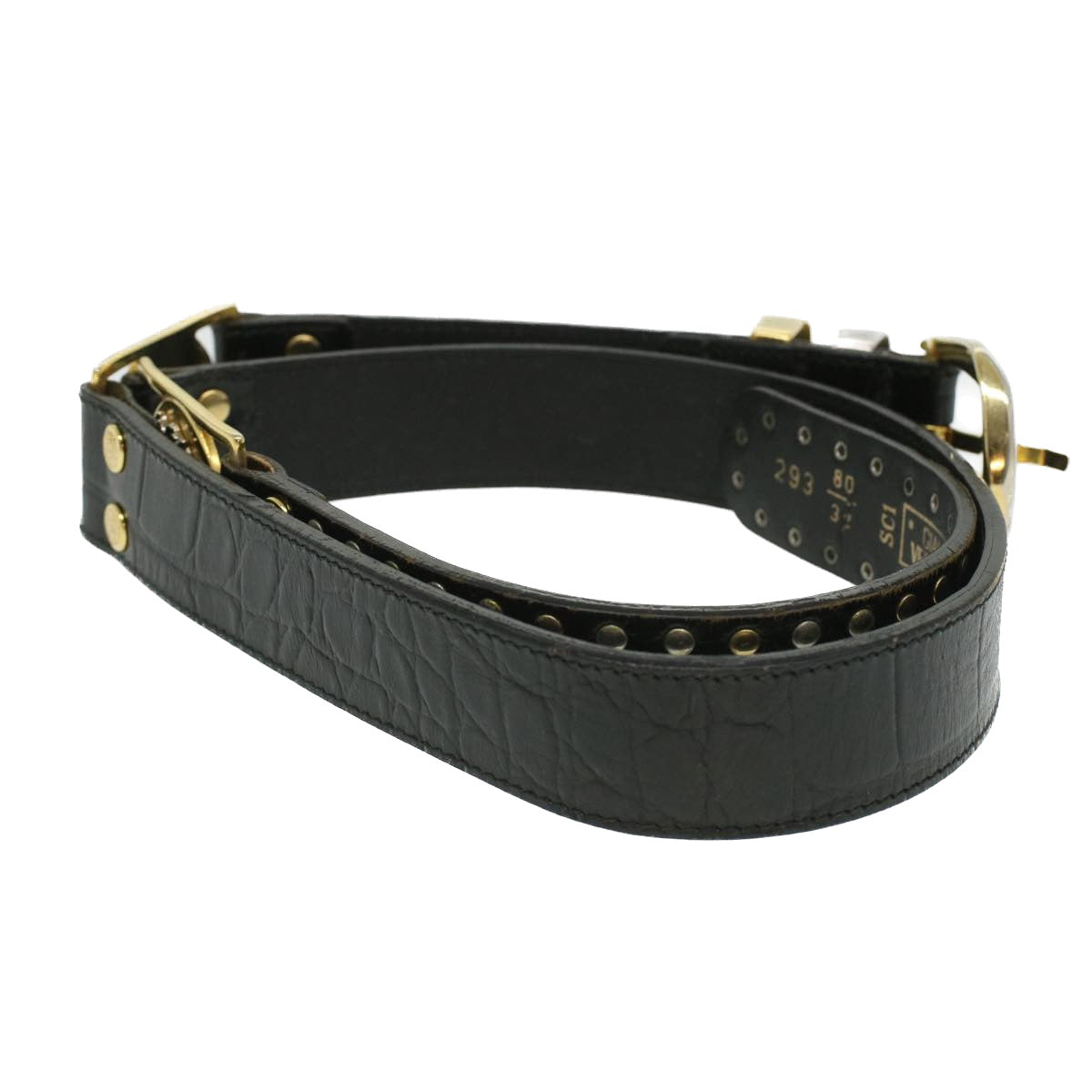 VERSACE Belt Leather Black Auth bs3646 - 0