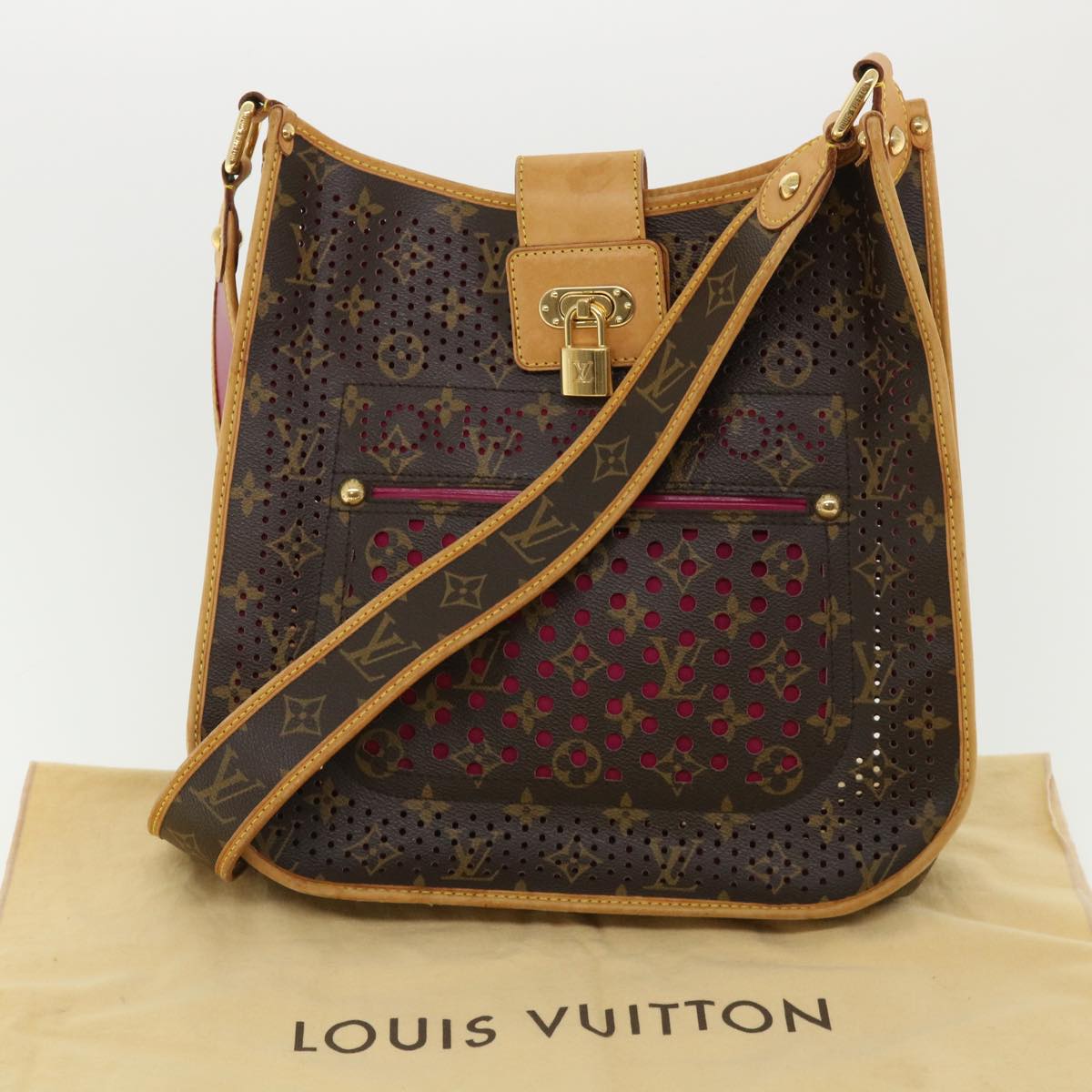 LOUIS VUITTON Monogram Perfo Musette Shoulder Bag Fuchsia Pink M95172 LV bs3689