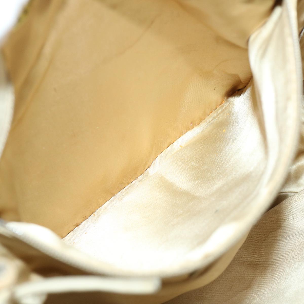 CHANEL Striped Matelasse Chain Shoulder Bag Canvas White Gray CC Auth bs3697